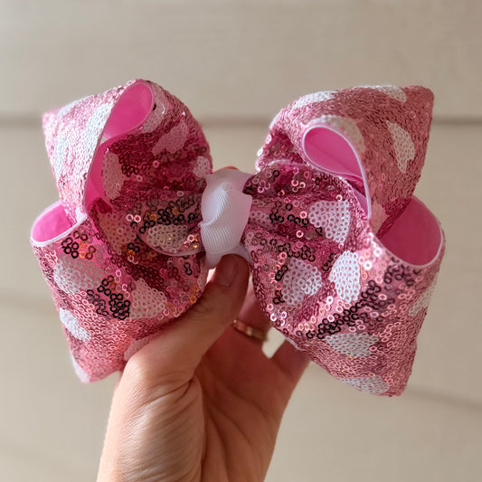 6in SEQUINS VALENTINES DAY BOW