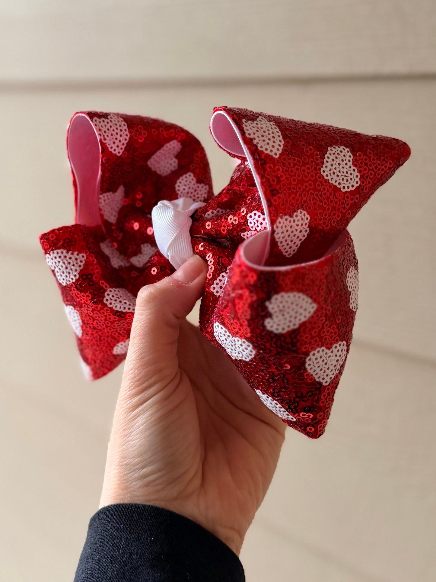 6in SEQUINS VALENTINES DAY BOW