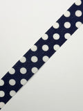 7/8in Vintage Navy w/ White Polka Dots