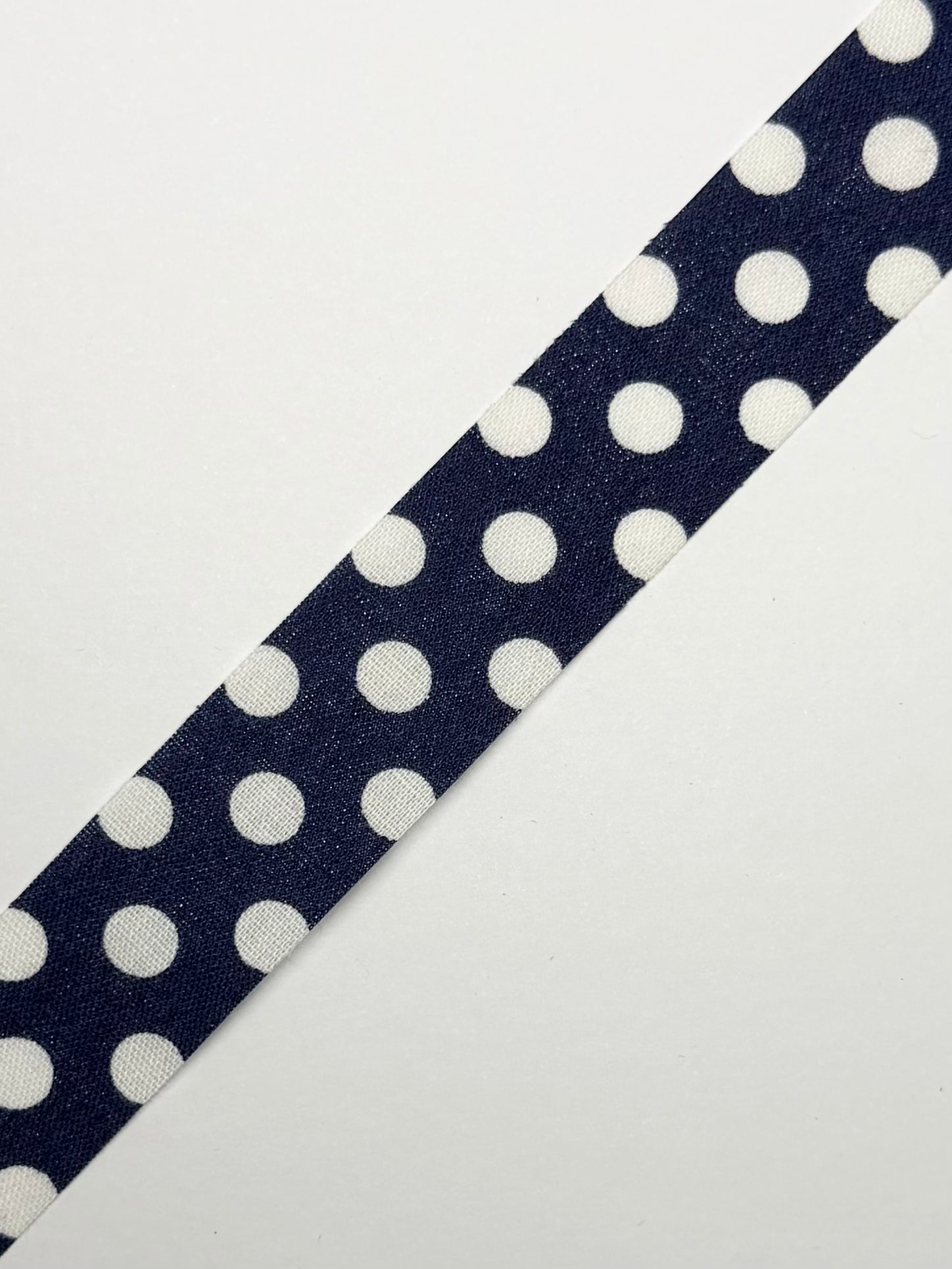 7/8in Vintage Navy w/ White Polka Dots